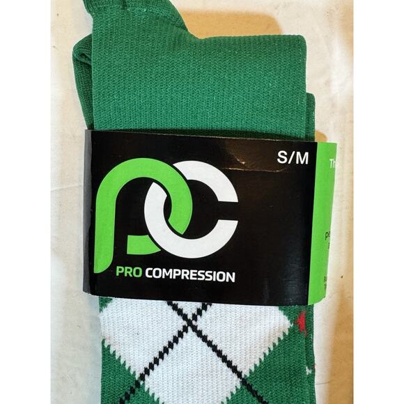 Lot 3 Pairs New Pro Compression Marathon Socks Solid Black Green Argyle - Picture 9 of 9